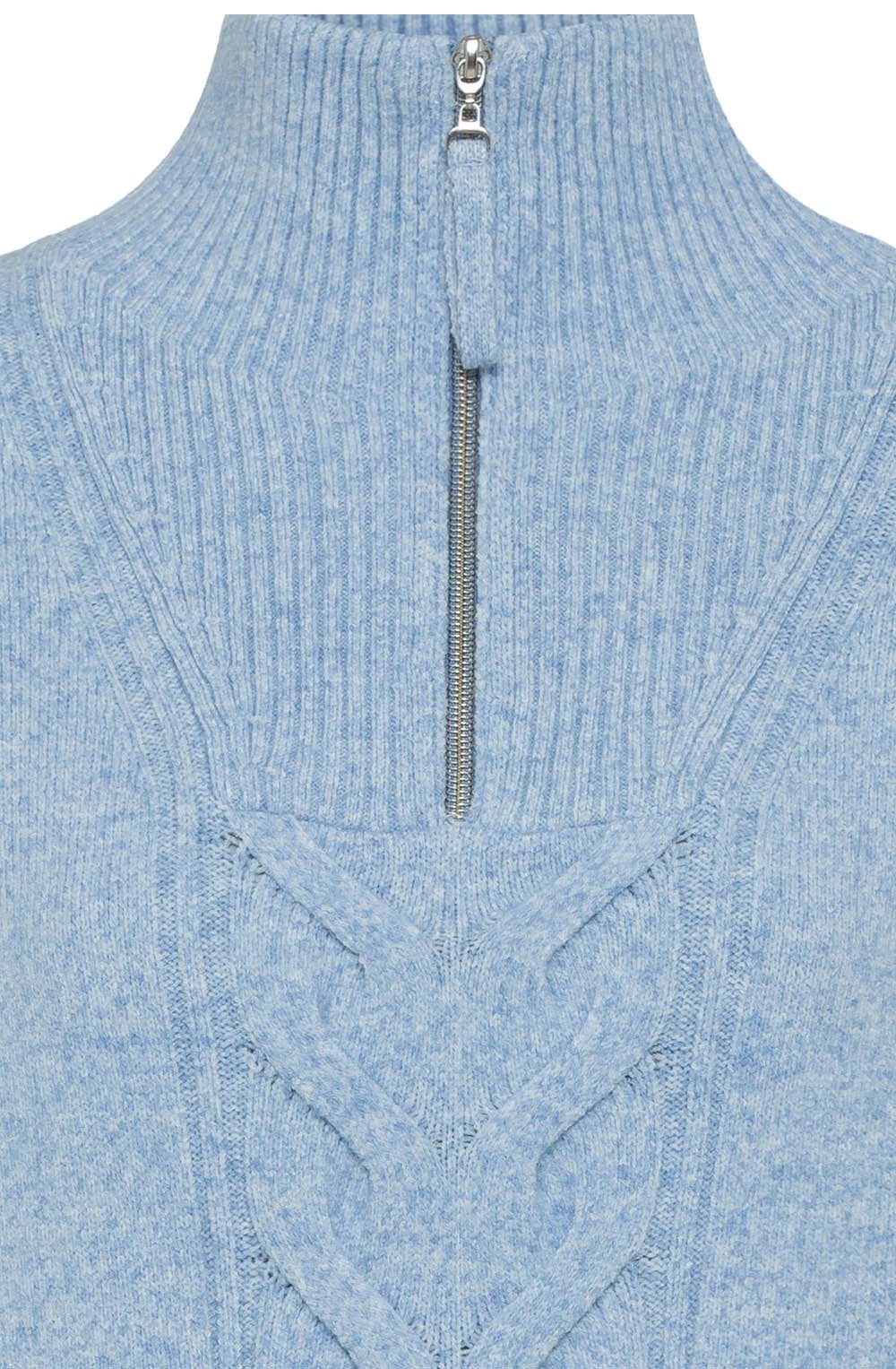 Sterling Blue Cable Knit High Neck Jumper