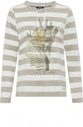 Stone Green Stripes and Diamante Relaxed Top