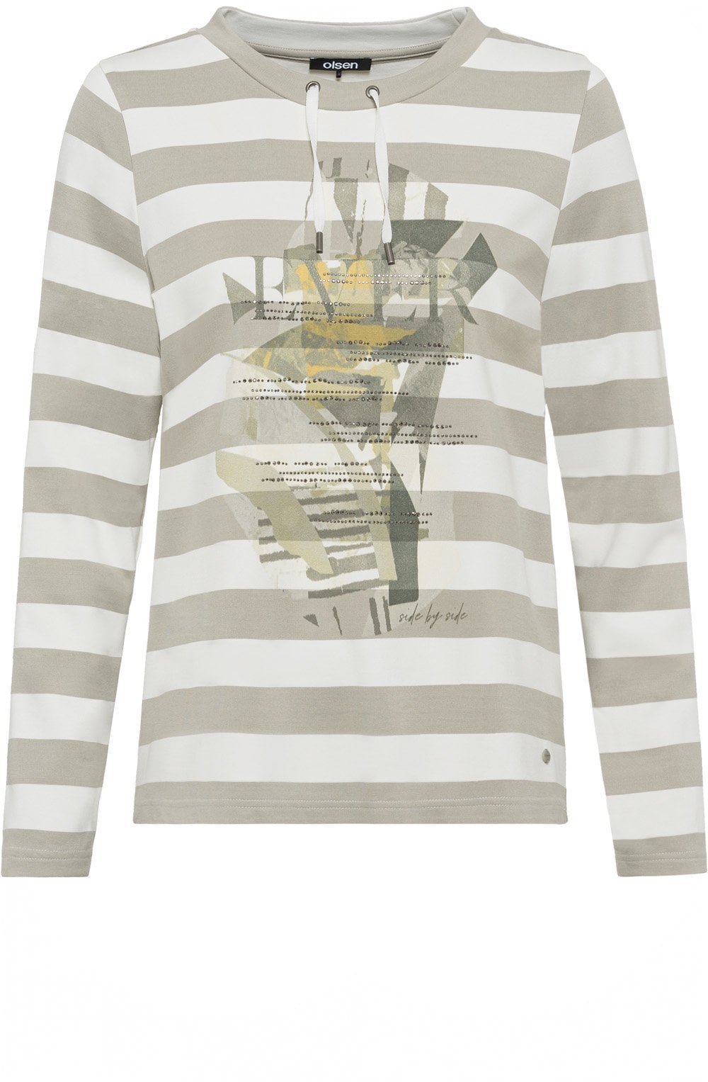 Stone Green Stripes and Diamante Relaxed Top