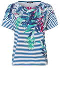 Striped Floral Design T Shirt