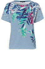 Striped Floral Design T Shirt