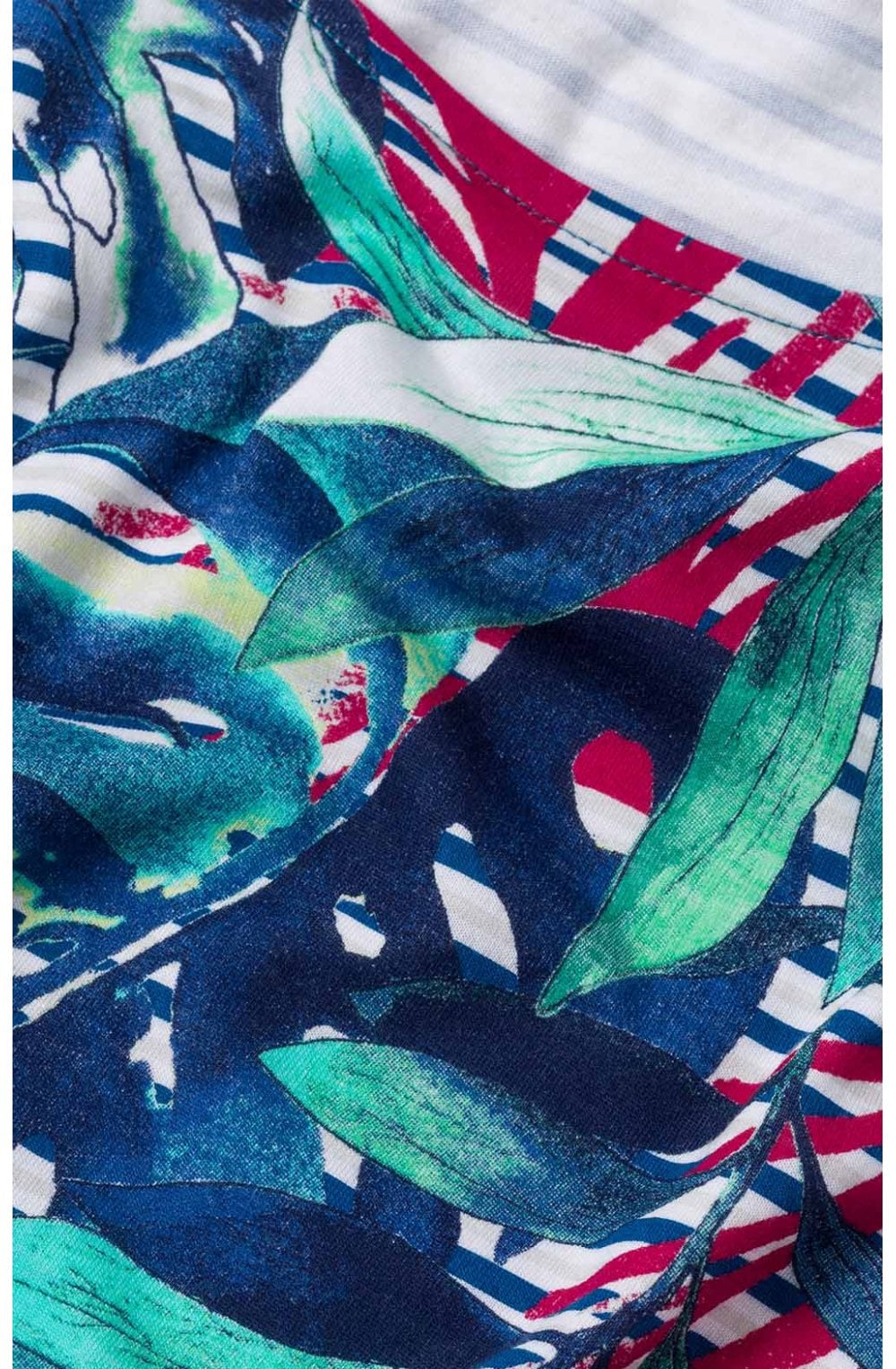 Striped Floral Design T Shirt