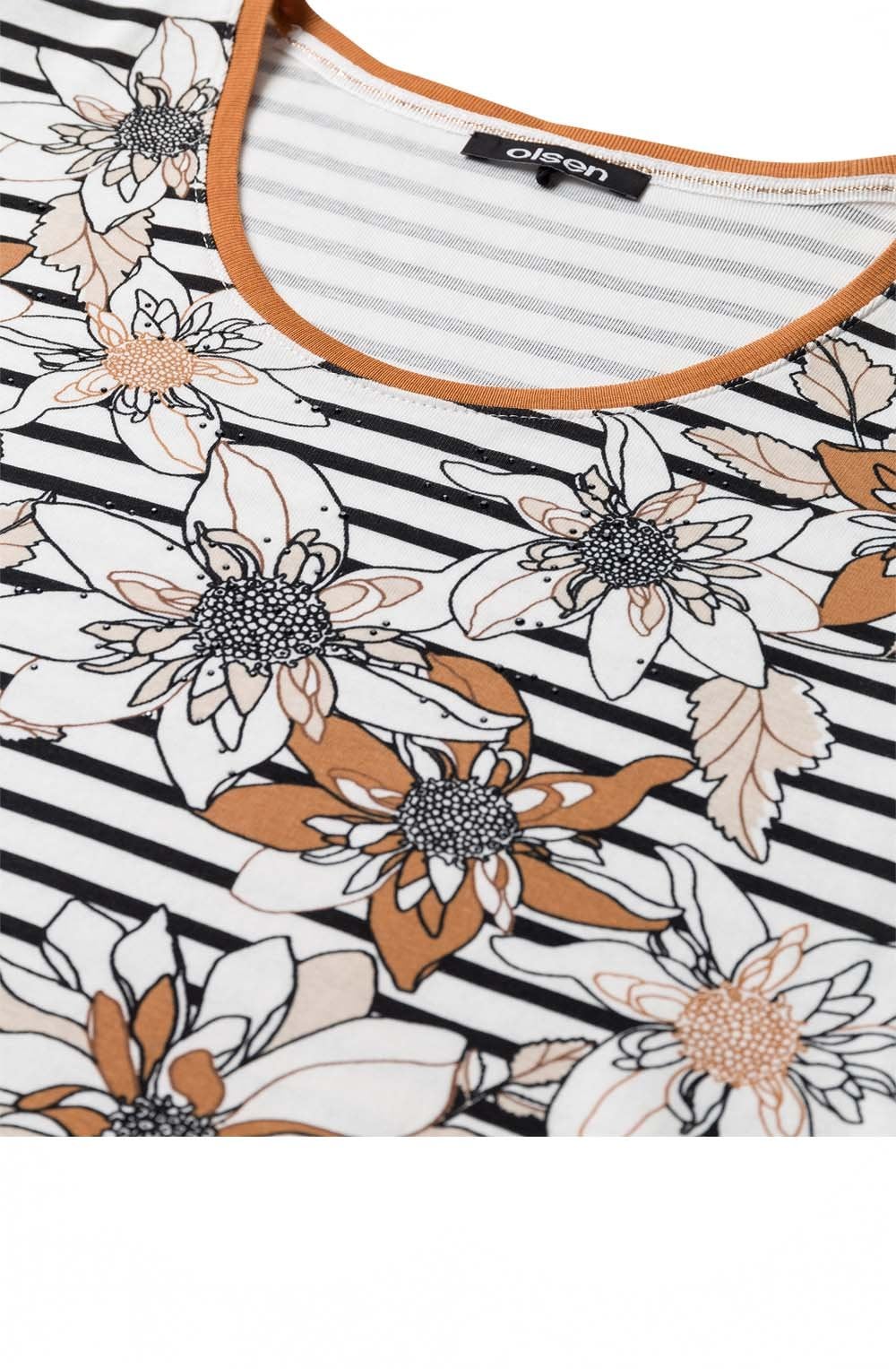Striped Floral Design Top