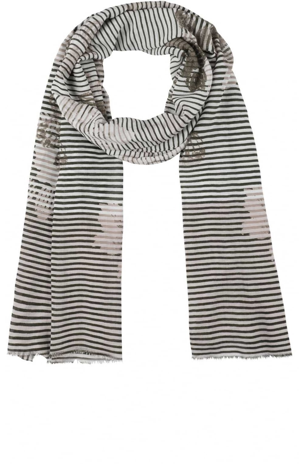 Striped Floral Print Scarf