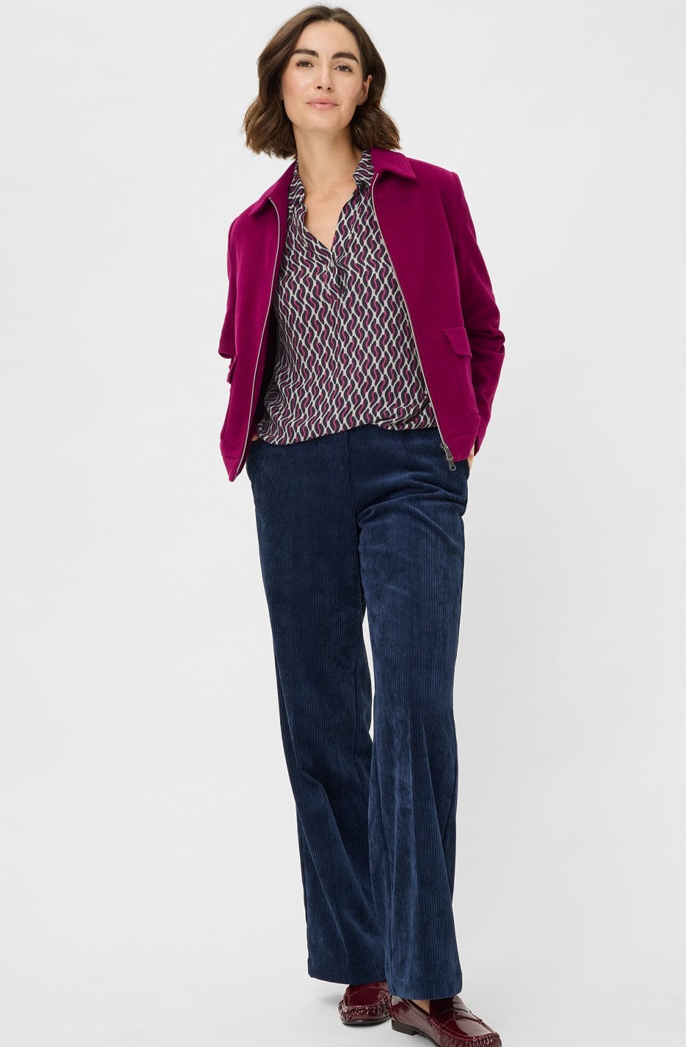 Sweet Orchid Bold Print Collared Blouse