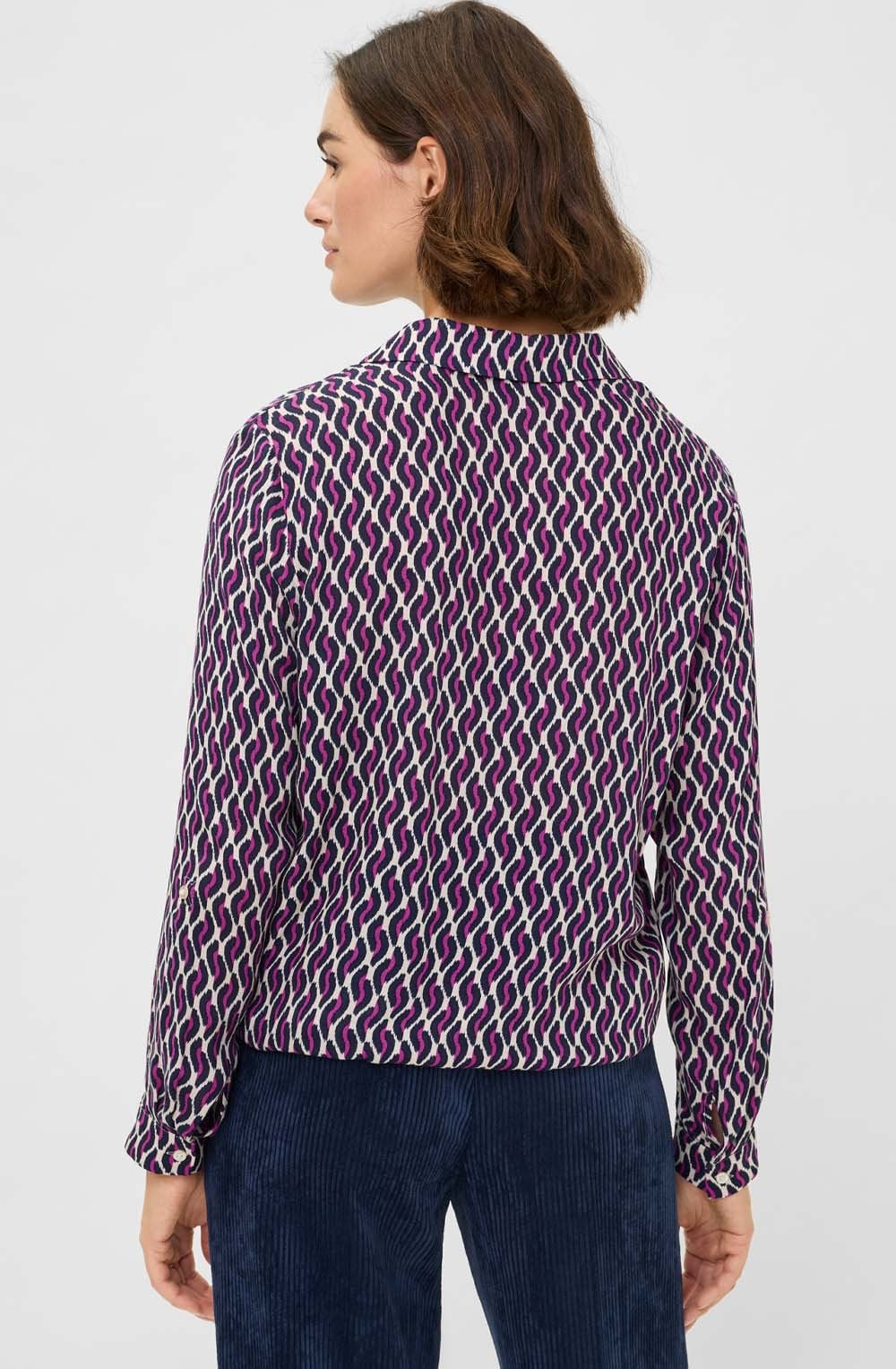 Sweet Orchid Bold Print Collared Blouse