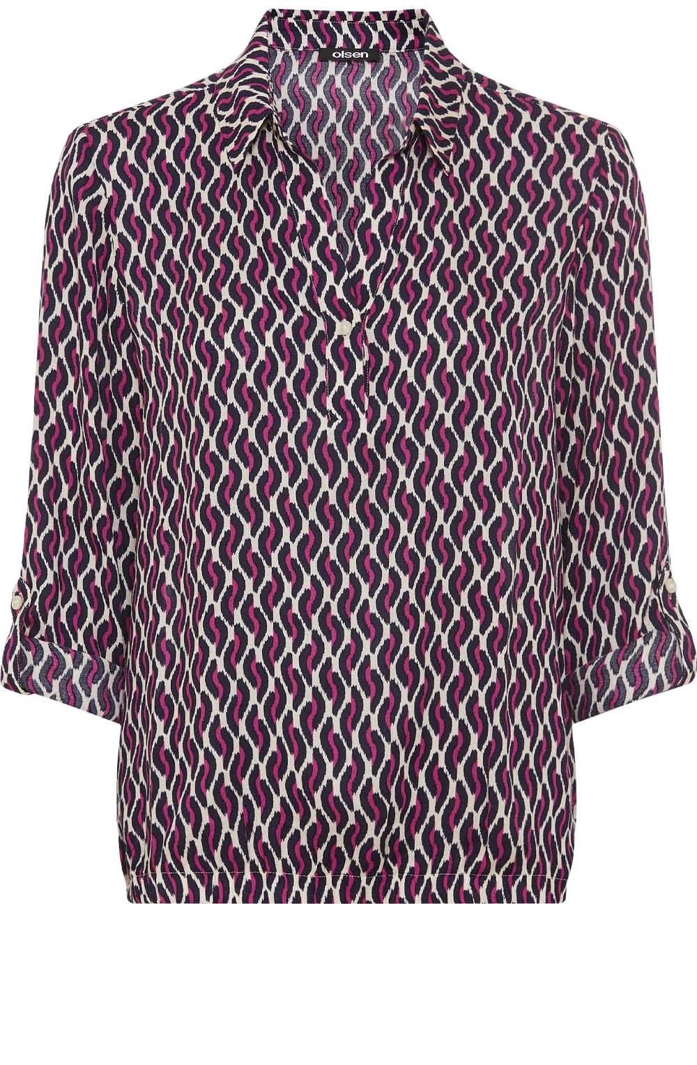 Sweet Orchid Bold Print Collared Blouse