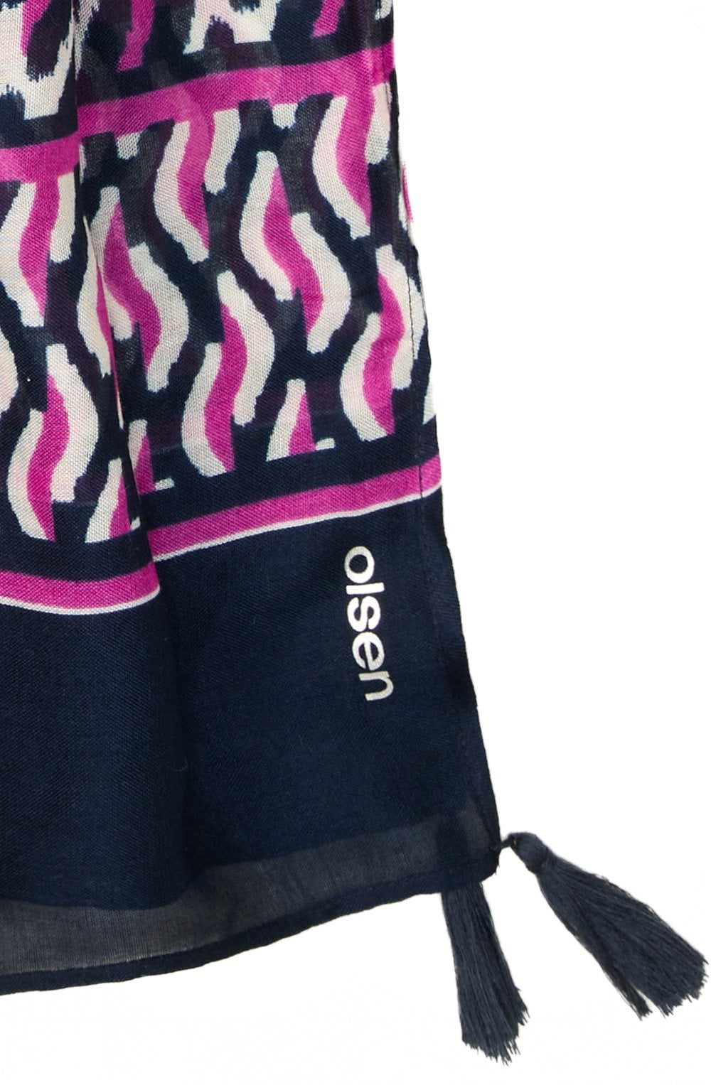 Sweet Orchid Bold Print Tassel Corner Scarf