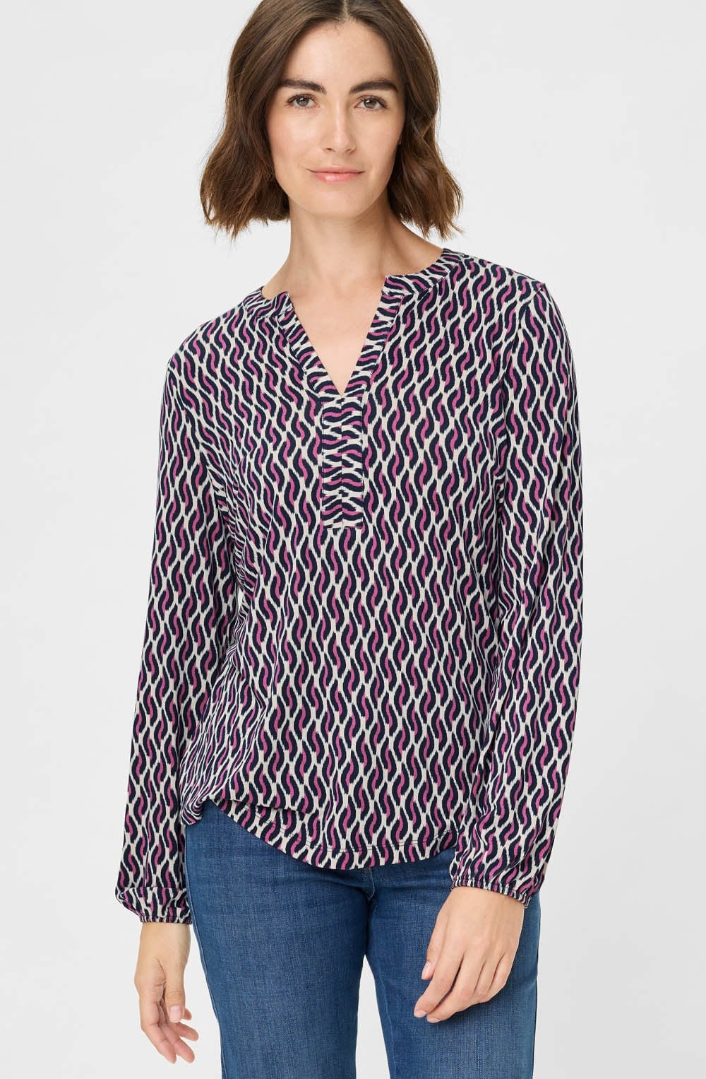 Sweet Orchid Bold Print Tunic Neck Hannah Top