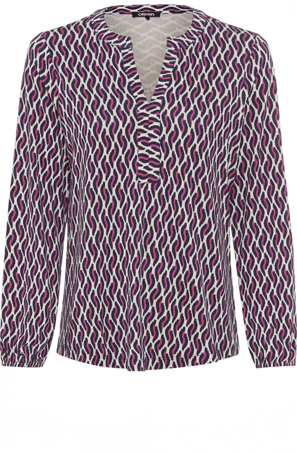 Sweet Orchid Bold Print Tunic Neck Hannah Top