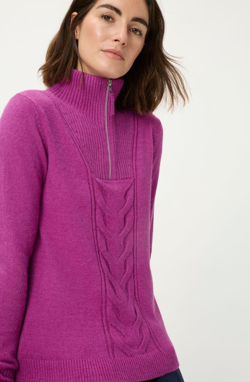 Sweet Orchid Zip Neck Jumper