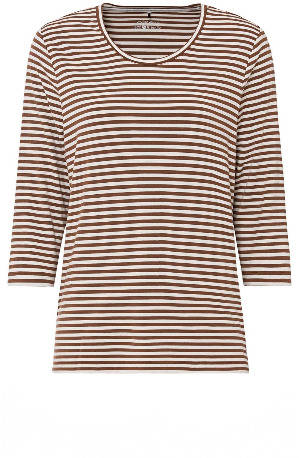 Tan & White Striped Top