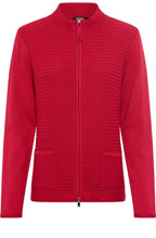 Teaberry Red Horizontal Ribbed Cardigan