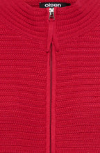 Teaberry Red Horizontal Ribbed Cardigan