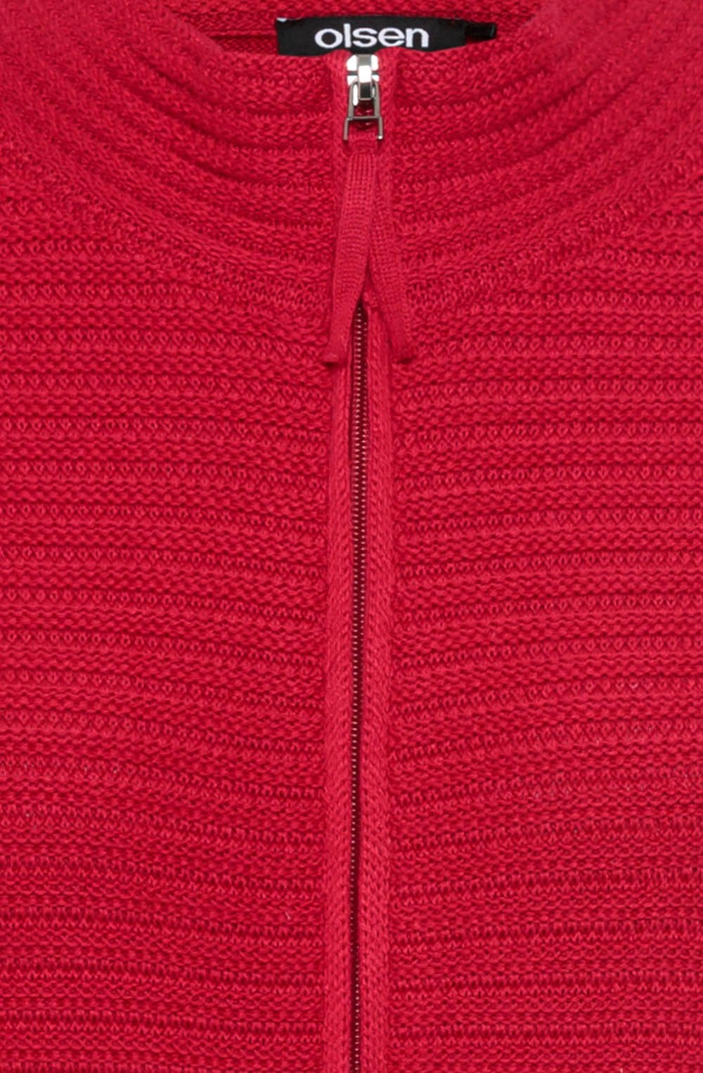 Teaberry Red Horizontal Ribbed Cardigan