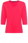 Teaberry Red V Neck Jersey Top
