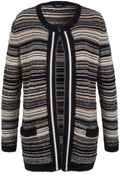 Textured Striped Knit Cardigan