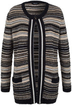Textured Striped Knit Cardigan