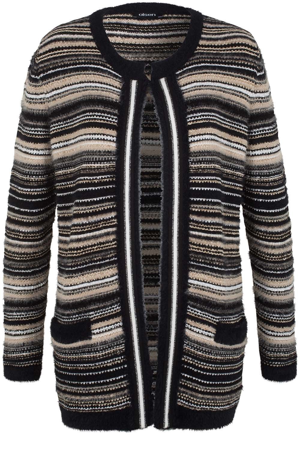 Textured Striped Knit Cardigan