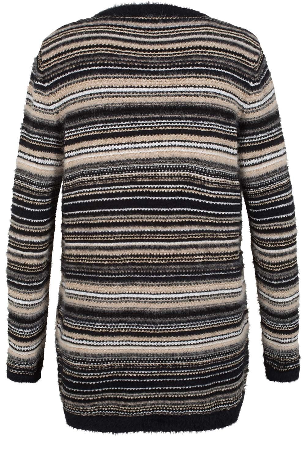Textured Striped Knit Cardigan
