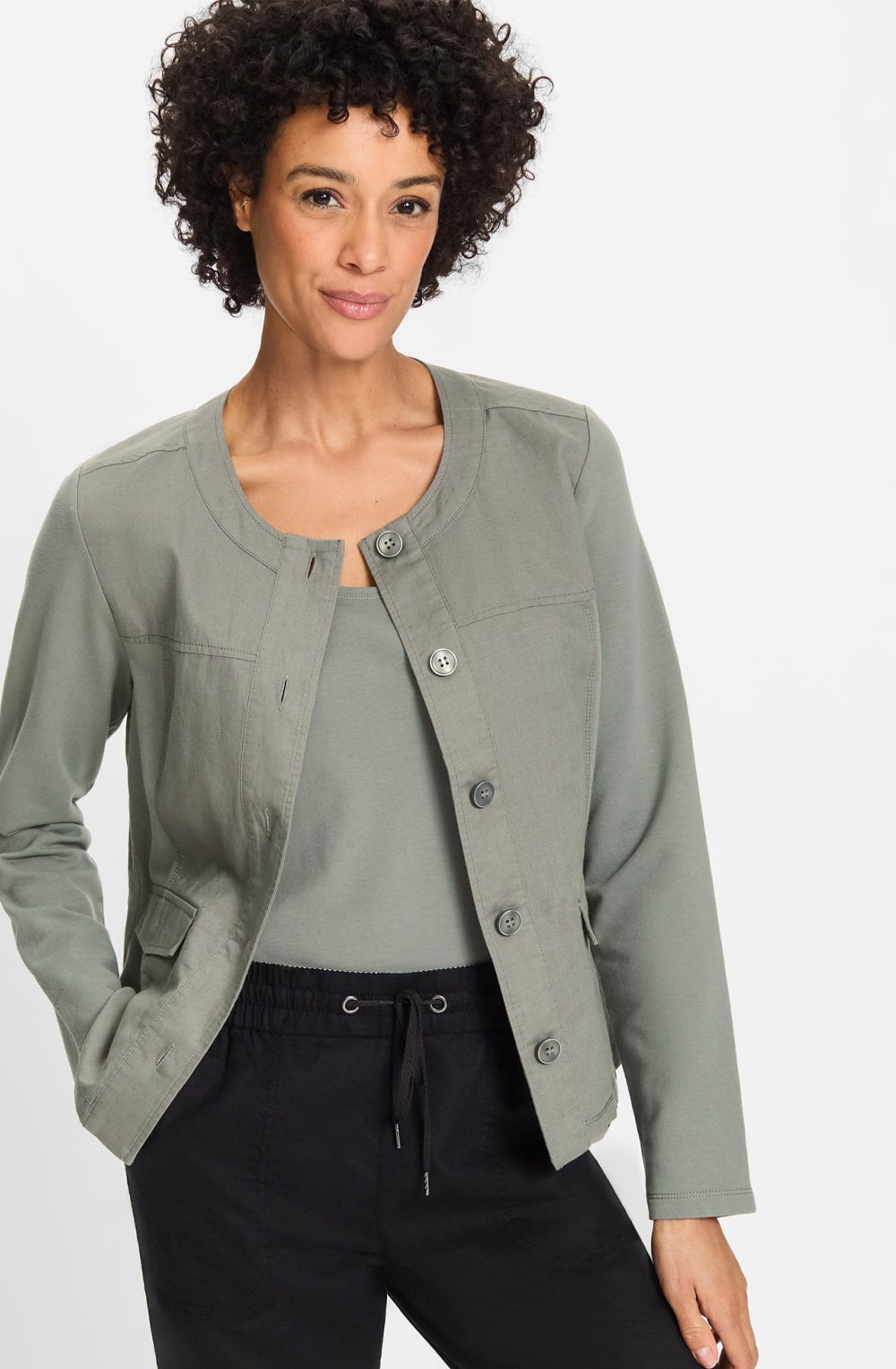 Urban Jungle Khaki Linen and Jersey Mix Jacket
