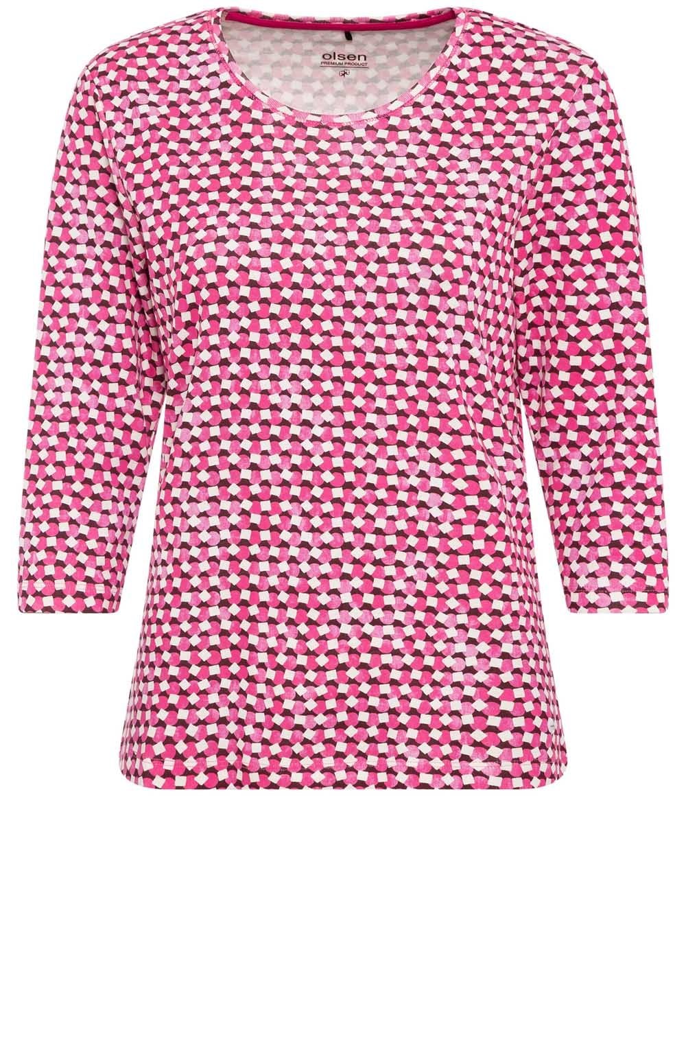 Vivid Pink Abstract Design Edda Top
