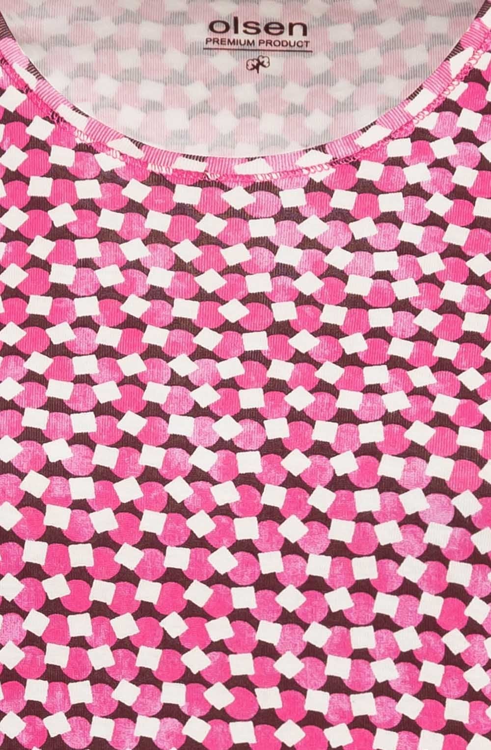 Vivid Pink Abstract Design Edda Top
