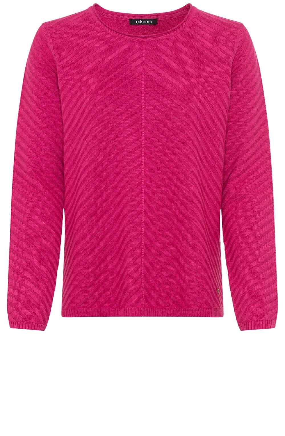 Vivid Pink Diagonal Knit Jumper