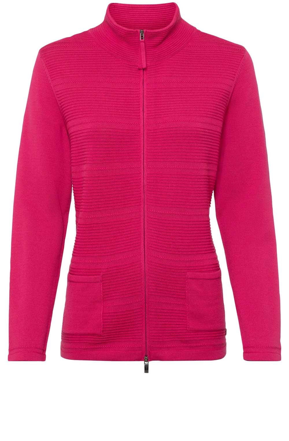 Vivid Pink Horizontal Ribbed Cardigan