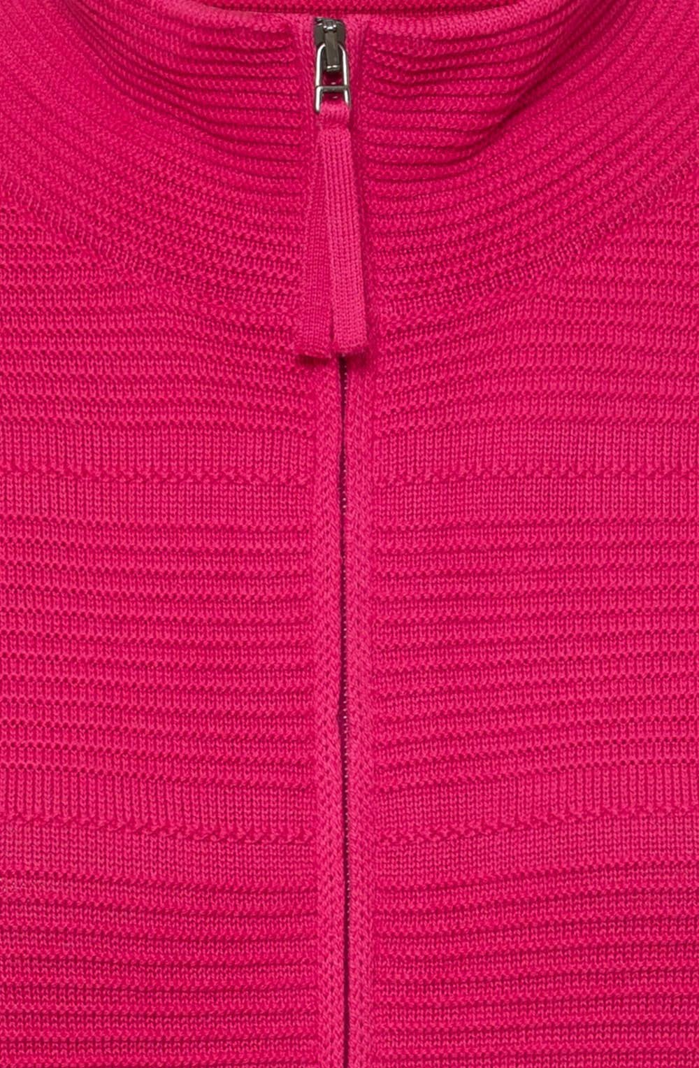 Vivid Pink Horizontal Ribbed Cardigan