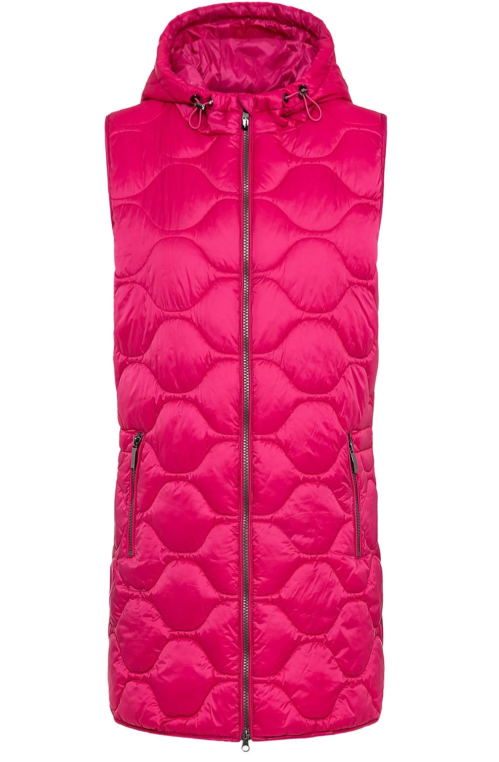 Vivid Pink Long Line Padded Gilet