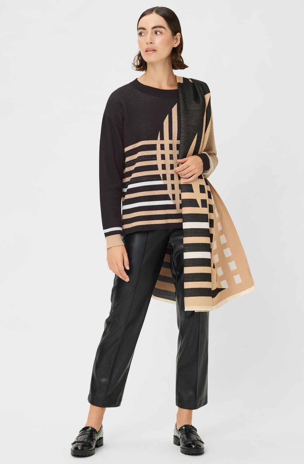 Warm Biscuit Abstract Stripe Cora Jumper
