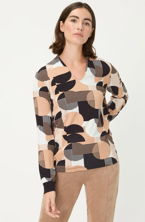 Warm Biscuit Circle Print Hannah Top