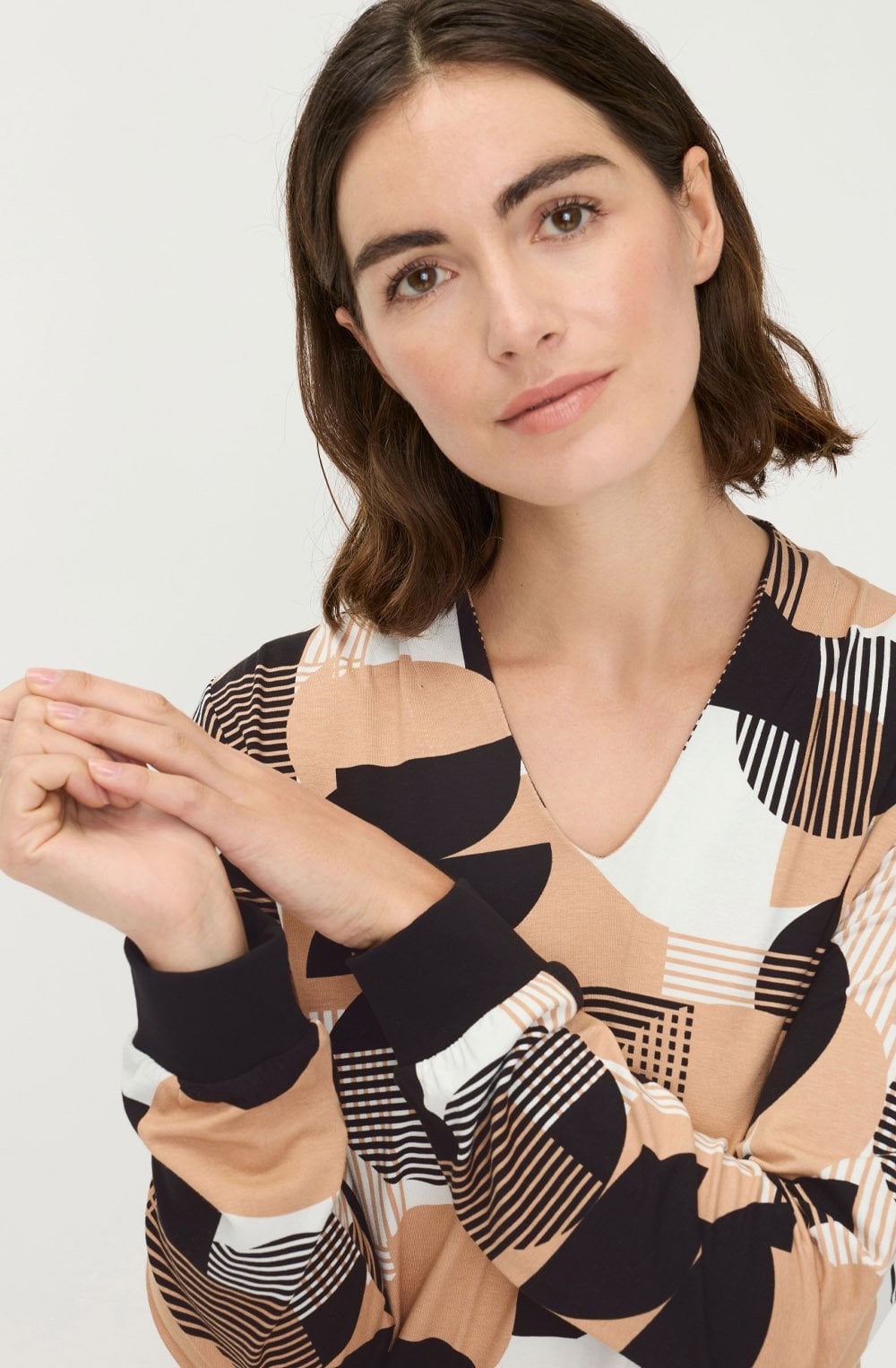 Warm Biscuit Circle Print Hannah Top
