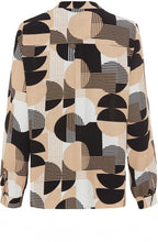 Warm Biscuit Circle Print Neck Tie Blouse