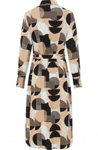 Warm Biscuit Circle Print Shirt Dress