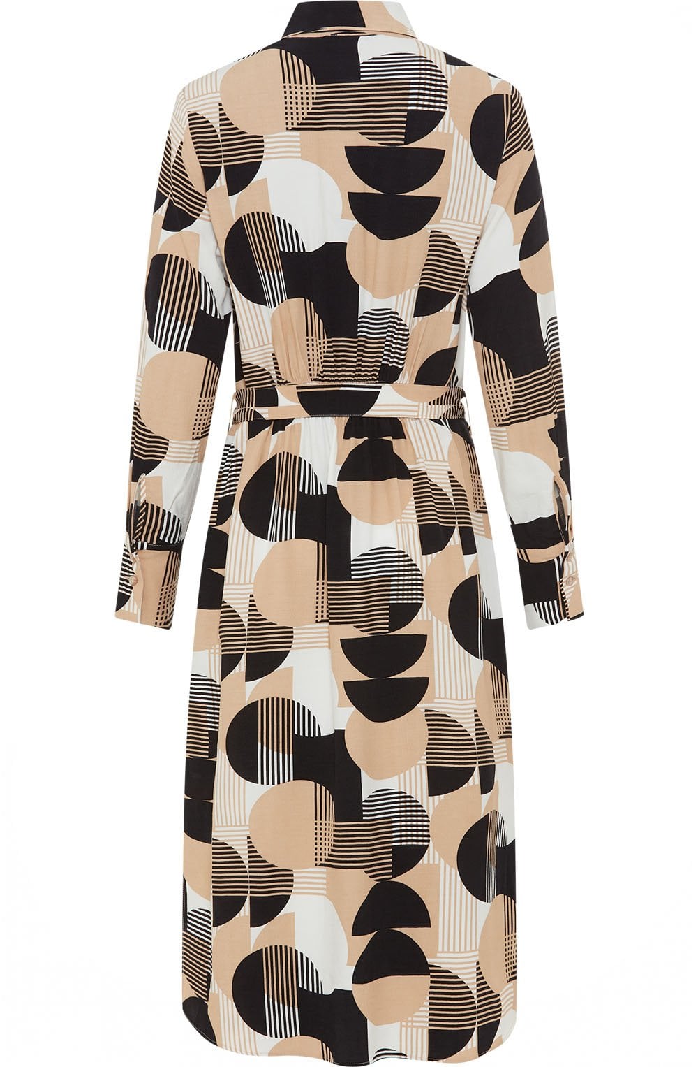 Warm Biscuit Circle Print Shirt Dress