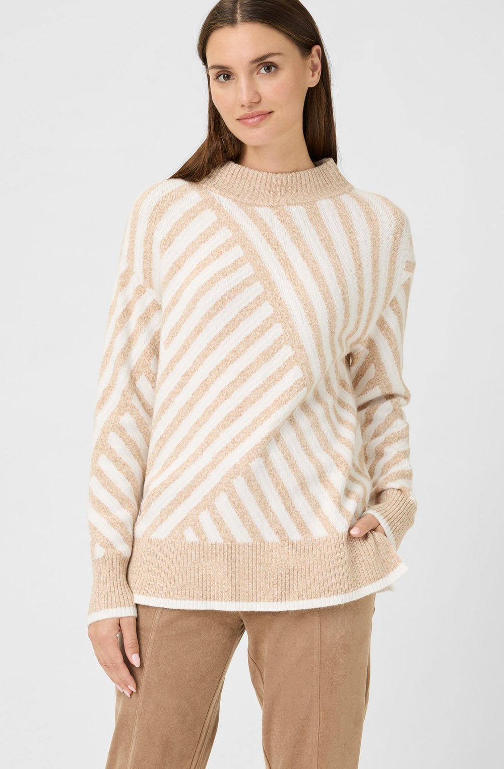 Warm Biscuit Contrast Stripe Cora Jumper