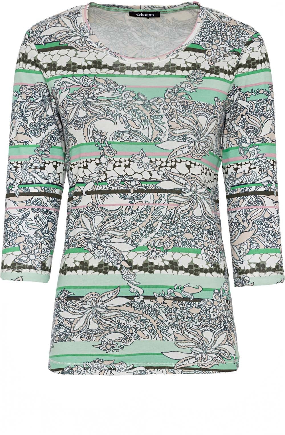 Wasabi Green Floral and Striped Top