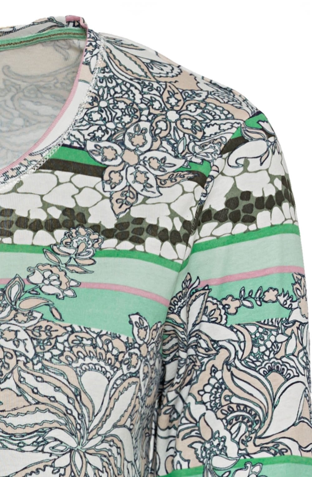 Wasabi Green Floral and Striped Top