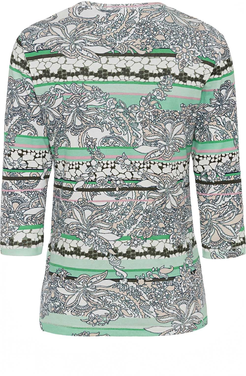 Wasabi Green Floral and Striped Top