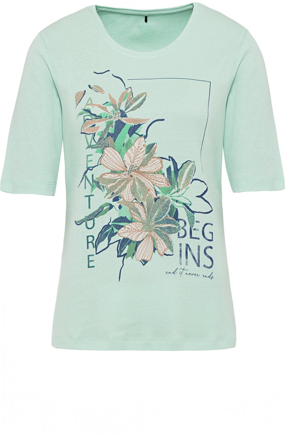 Wasabi T Shirt With Blue Floral Design