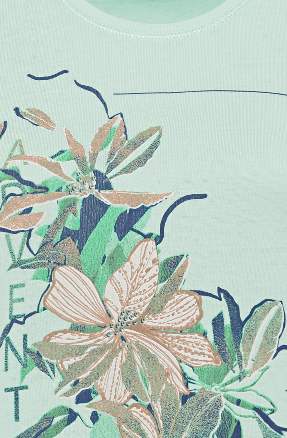Wasabi T Shirt With Blue Floral Design