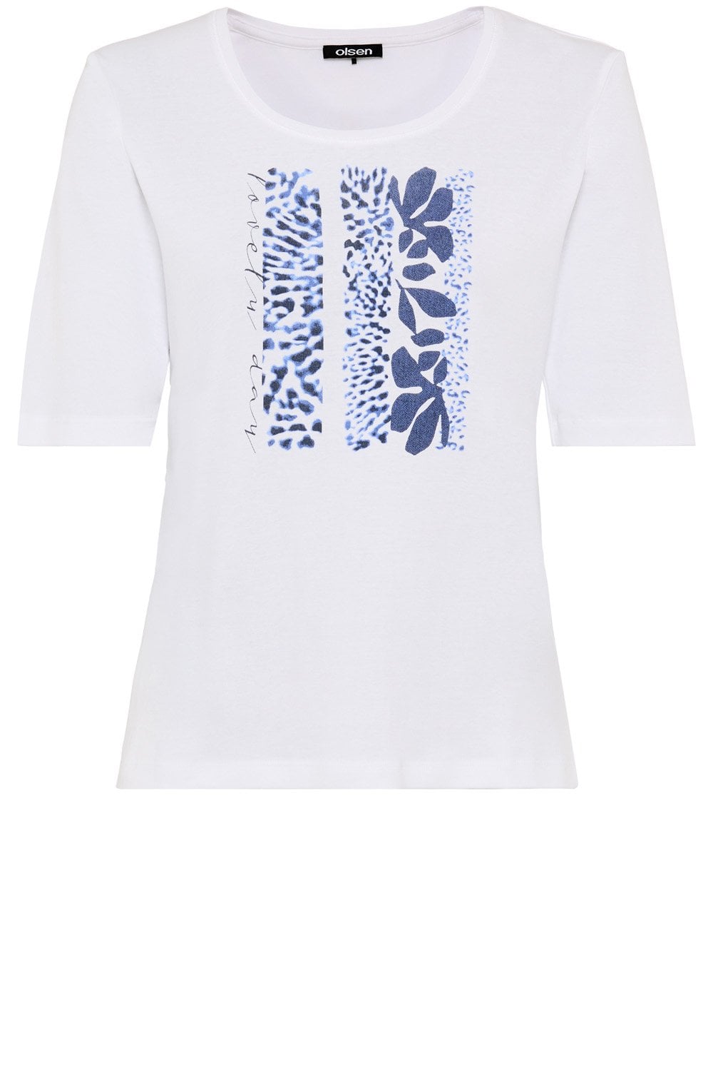 White and Blue Lovely Day Print Edda T Shirt