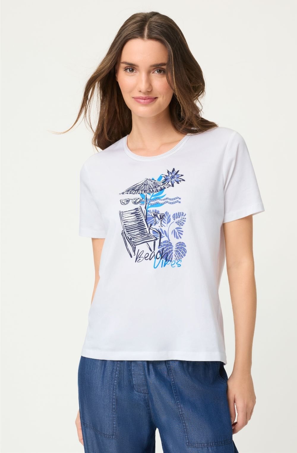 White Beach Vibes Print Hannah T-Shirt