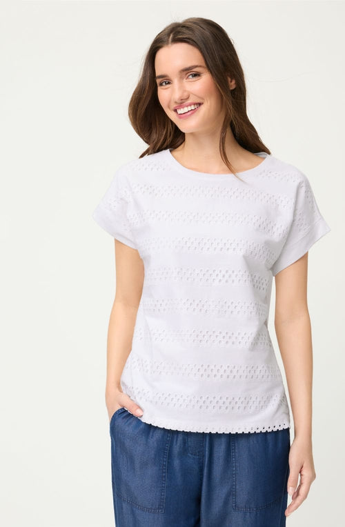 White Broderie Anglaise Cosima T-Shirt