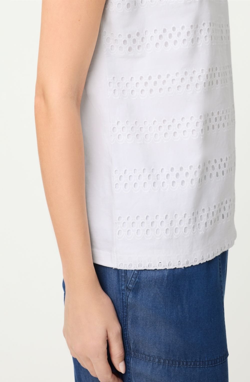 White Broderie Anglaise Cosima T-Shirt