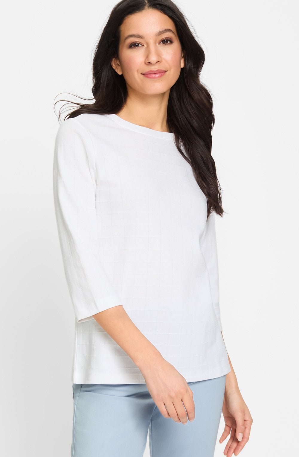 White Check Stitch Hannah Top