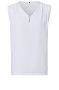 White Chiffon Front Sleeveless Top