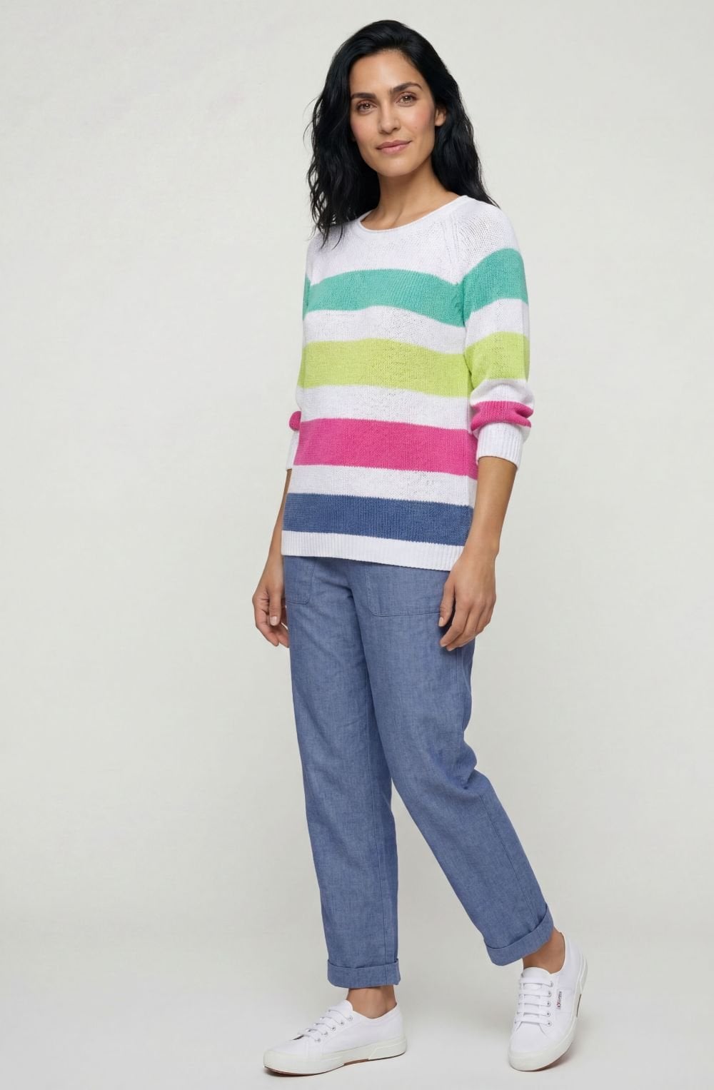 White Colour Block Henny Jumper